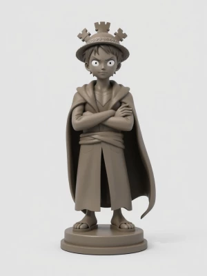 A stylized 3D chess piece representing Luffy from One Piece as t...