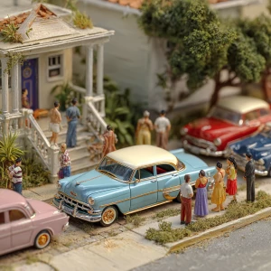 Create a macro image of a miniature version of the 70th street b...