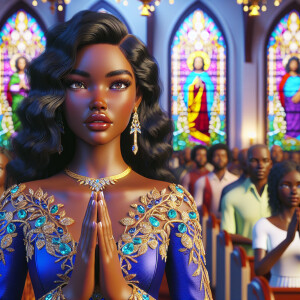 Create a 3-D realistic close-up image of a light-skinned African...