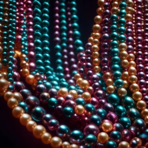 Multiple strings of pearls looking very extravagant