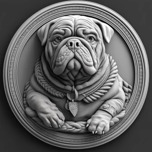 Design a high-contrast grayscale 3d bas relief of marine bulldog...