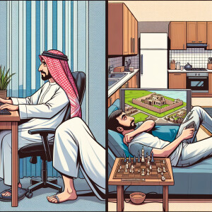 "Create a scene depicting the fourth frame. Show the interior of...
