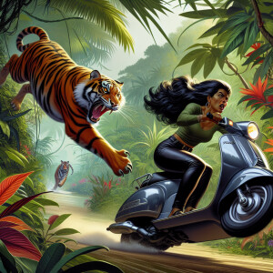 Scooter avoid tiger