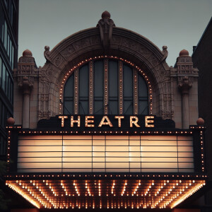 Blank marquee sign above theatre with no words