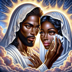 Ensure that the image distinctly represents both Jesus Christ an...