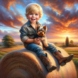 photorealistic oil brushed oil painting of a beautiful little co...