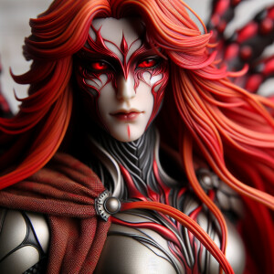 Red hair, Arachne, red eyes, armor, full body