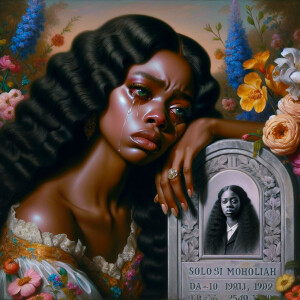 A beautiful light-skinned African-American woman with long wavy...