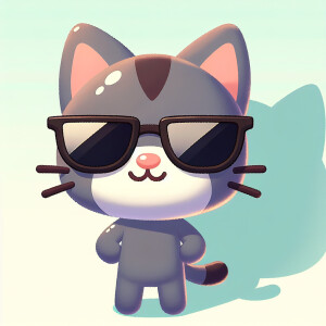 A cartoon of a male cat with sunglasses
