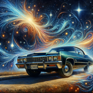 spilling the night sky all over the 1983 Chevrolet 1964 impala...