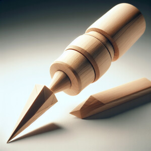 Create an illustration of an ergonomic wooden tool with either a...