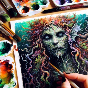 With sallow skin like decaying fruit, tendrils of seaweed hair,...