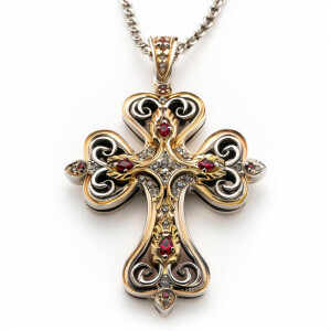 Exquisite sterling silver cross pendant adorned with a striking...