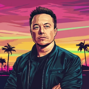 Elon Musk in GTA art style, , in the style of a Grand Theft Aut...