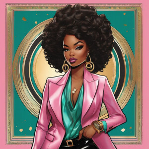 Produce an elegant and refined hip-hop influenced digital illust...