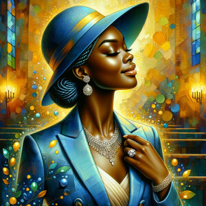 A spiritually enriching illustration portrays an African America...