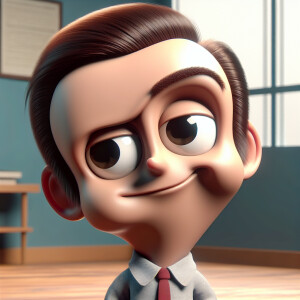 A funny character with the head shaped like a peter