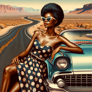 Craft an airbrushed depiction of a fashionable African American...