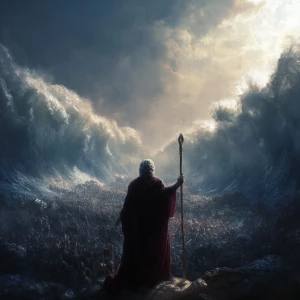 Moses parting the Red Sea