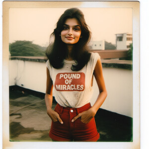 Generate an instant film photograph from the early seventies of...