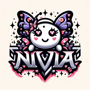 Design a bold and edgy logo with butterflies and the word 'NIVIA...