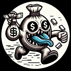 Create a detailed, circular logo with a that depicts a cartoon-s...