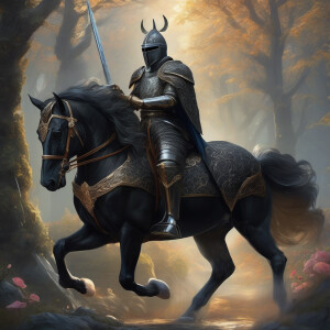 Black knight on horse
