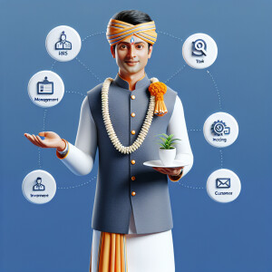 Create a men’s avatar to represent  for 'Customo', an All-in-One...