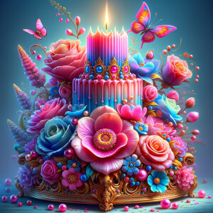 Craft a digital artwork that dramatically amplifies the colorful...