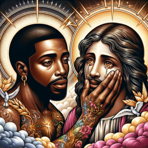 Ensure that the image distinctly represents both Jesus Christ an...