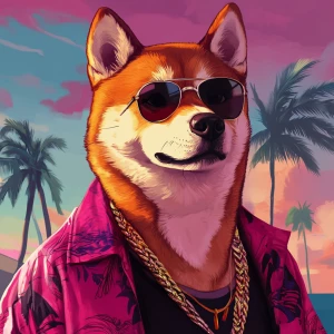 DOGE meme.,Give him gangster style and miami vibes, GTA style ar...