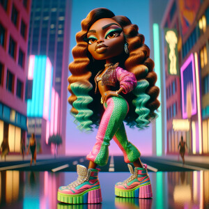 8k giant African American exaggerated woman, brown eyes , with c...