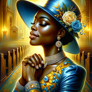 A spiritually enriching illustration portrays an African America...