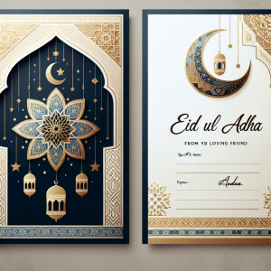 Create a beautiful Eid ul Adha card with warm wishes on behalf o...