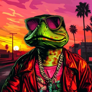 MEME PEPE in GTA art style — — in the style of a Grand Theft Au...