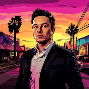 Elon Musk in GTA art style, Toilet, in the style of a Grand The...