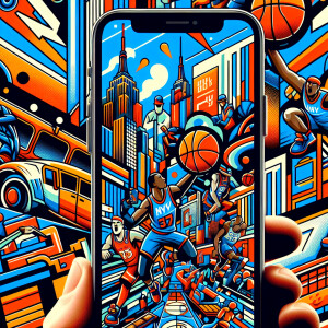 Create a “New York Knicks” wallpaper for iPhone in the style of...