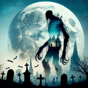 Generate a double-exposure digital image featuring the silhouett...