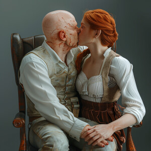 A photorealistic high resolution image. Light ginger haired fema...