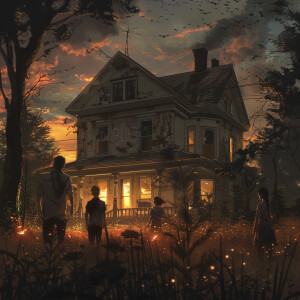 AI Image: A flashback scene showing the house in its prime, with...