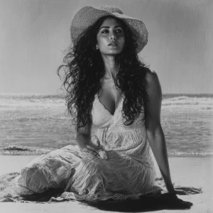 Hyperrealism painting.salma hayek on goa beach