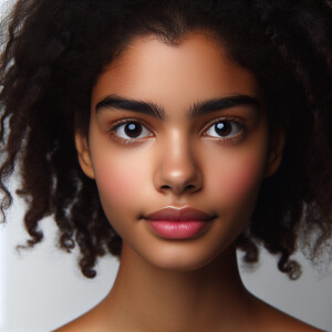 A portrait of a cute 20-year-old Afro-Puerto Rican woman with a...