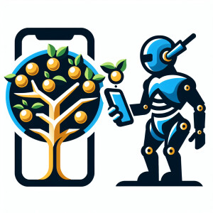 Create a logo of feud between Apple iPhone and Android