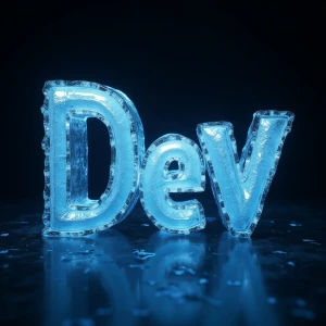 A futuristic and visually striking ["Flux Dev" text ] made of ice