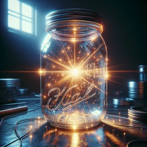 Lighting in a Mason jar, ultra-detailed, ultra-realistic, master...