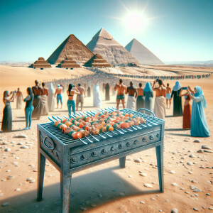 Чугунный прямоугольный Мангал для шашлыков на среднем плане стои...