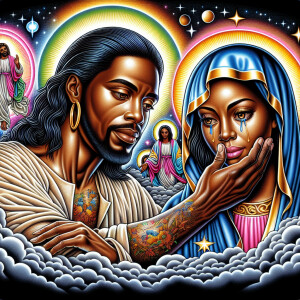 Ensure that the image distinctly represents both Jesus Christ an...