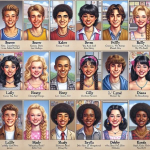 Create a realistic image of a high school yearbook page, showcas...