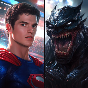 Image is a vibrant, high-resolution digital artwork featuring tw...