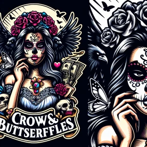 Crows & Butterflies bold lettering
Anime style mexican gorgeous...